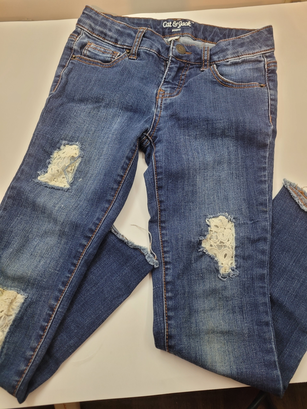 Cat & Jack Women's Distressed Blue Jeans